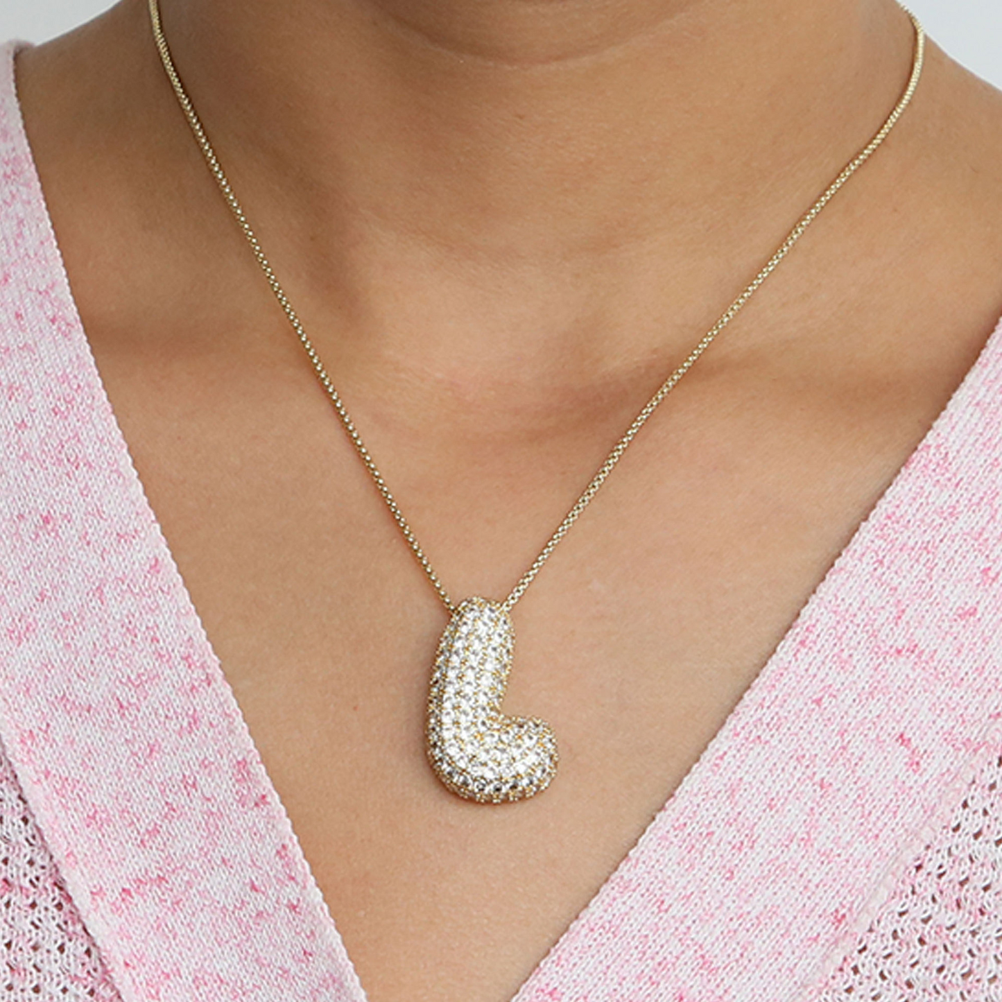 BowLift | Chunky Bubble Diamond Dazzle Initial Necklaces