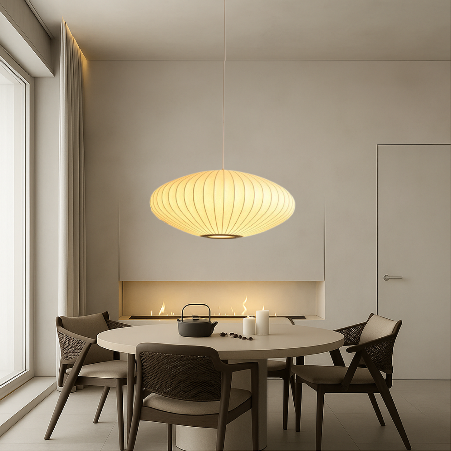 BowLift | Silk Hanging Lamp, Adjustable Height, Modern Lamp for Living Room, Ideal Above Table