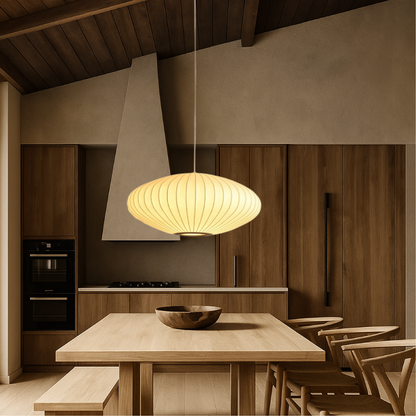 BowLift | Silk Hanging Lamp, Adjustable Height, Modern Lamp for Living Room, Ideal Above Table