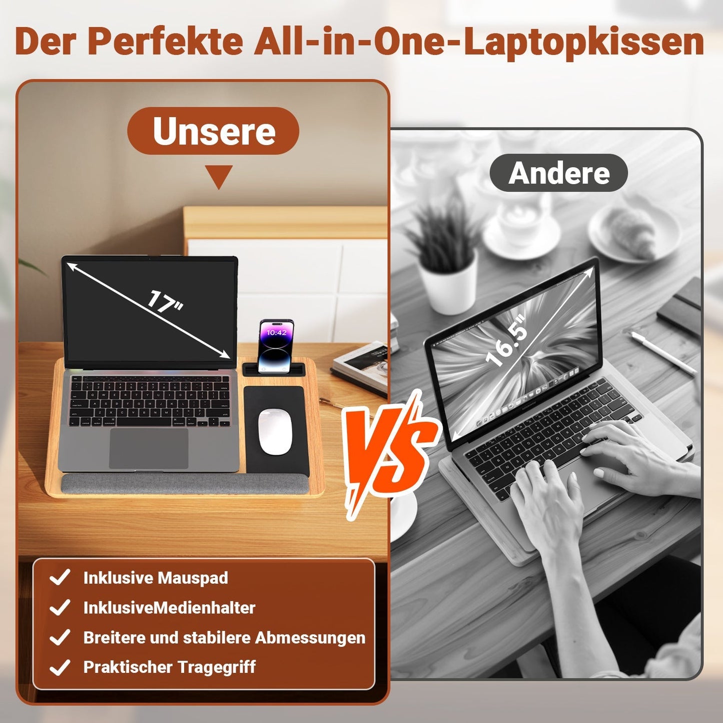 Laptop cushion ergonomic laptop table with wrist rest & padded | Bowlift