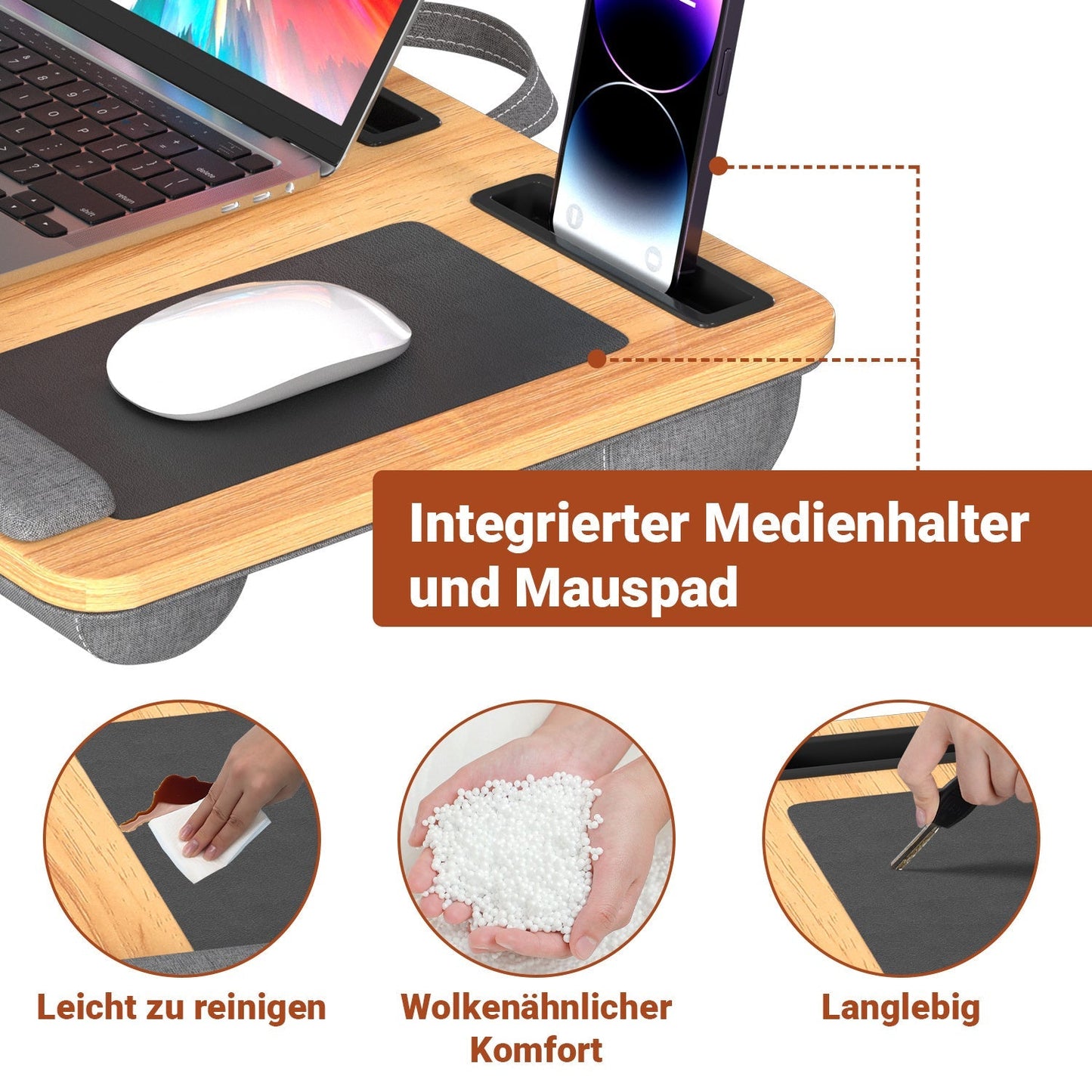 Laptop cushion ergonomic laptop table with wrist rest & padded | Bowlift