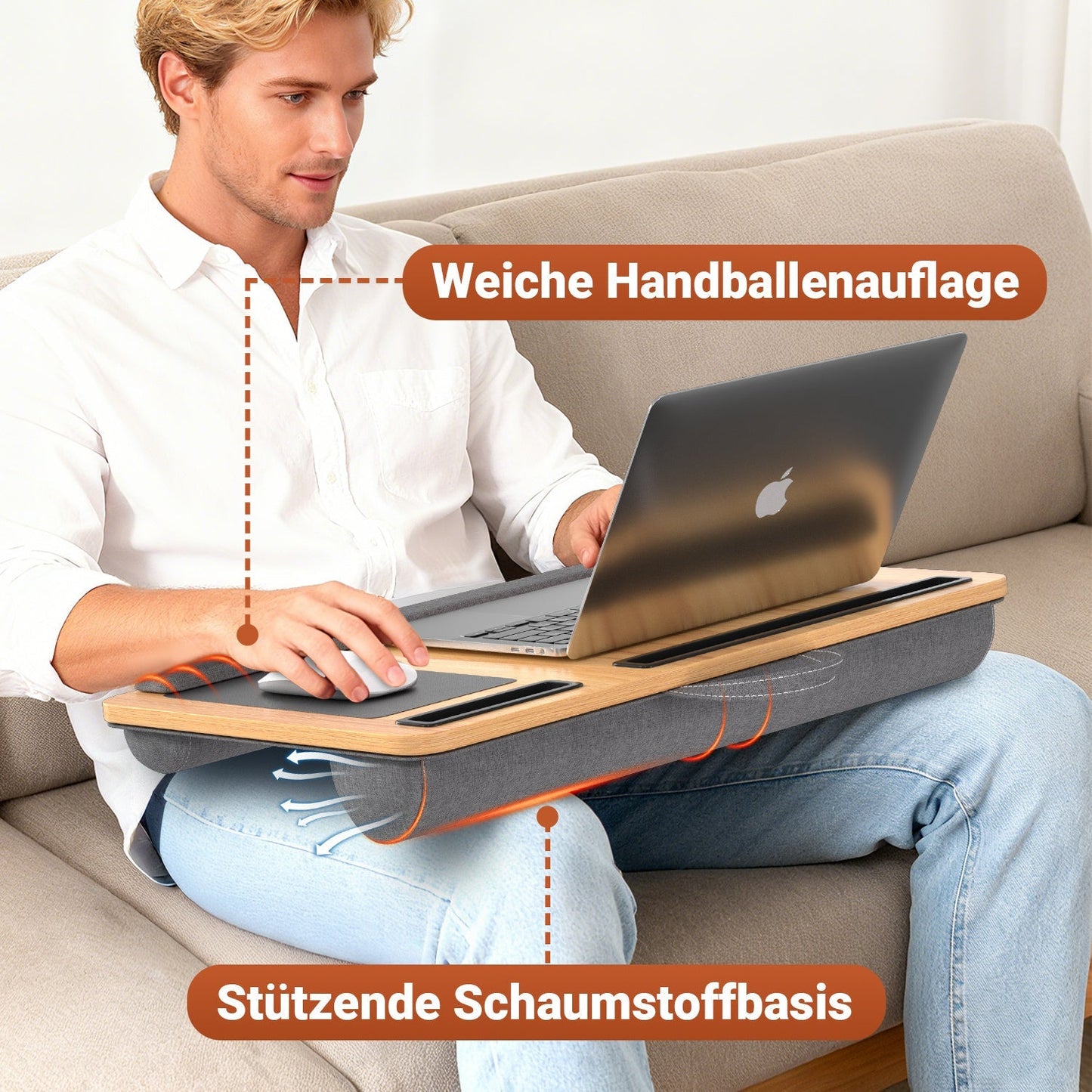 Laptop cushion ergonomic laptop table with wrist rest & padded | Bowlift