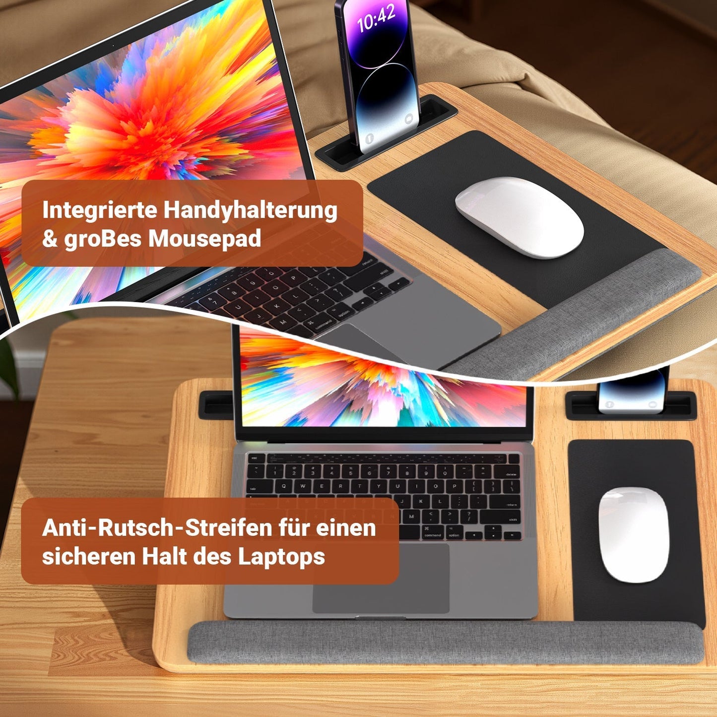 Laptop cushion ergonomic laptop table with wrist rest & padded | Bowlift