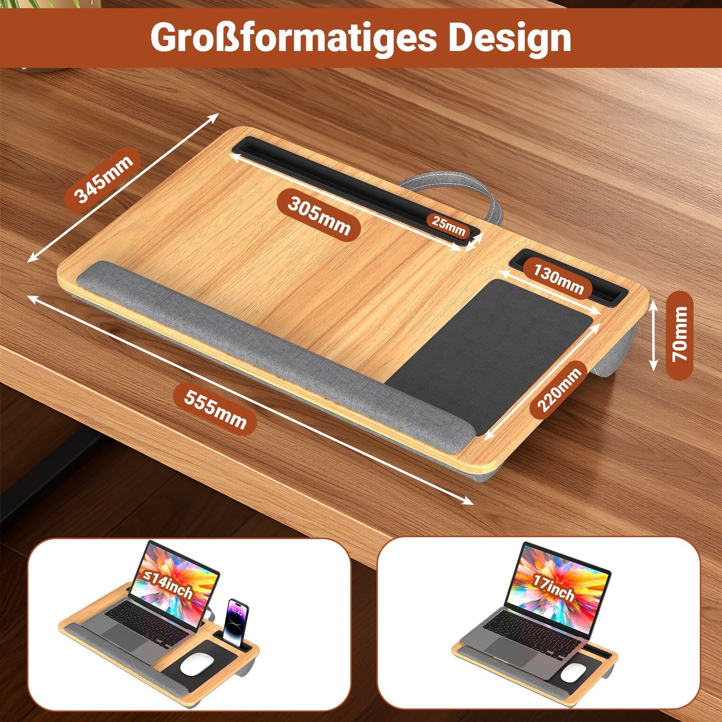 Laptop cushion ergonomic laptop table with wrist rest & padded | Bowlift