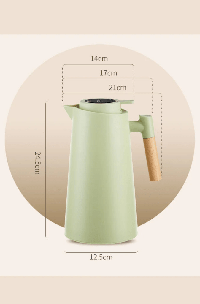Skanto | Double Wall Thermos Carafe with Temperature Display and Wood Handle