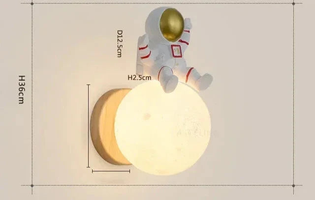 Moon Lamp for Kids' Room - Wooden Wall Lamp with Bear Figure