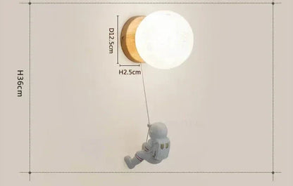 Moon Lamp for Kids' Room - Wooden Wall Lamp with Bear Figure