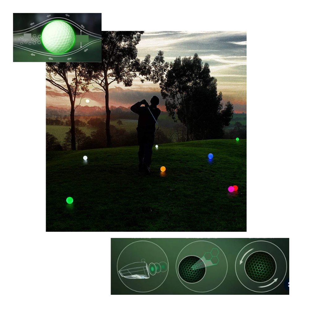Pack of 6 LED Light Up Golf Balls