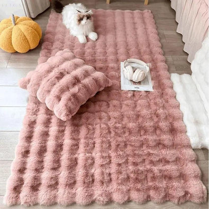 BowLift | Floral Plush Faux Fur Rug with Non-Slip Backing