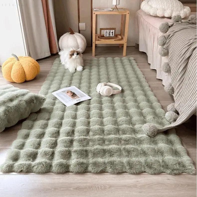 BowLift | Floral Plush Faux Fur Rug with Non-Slip Backing