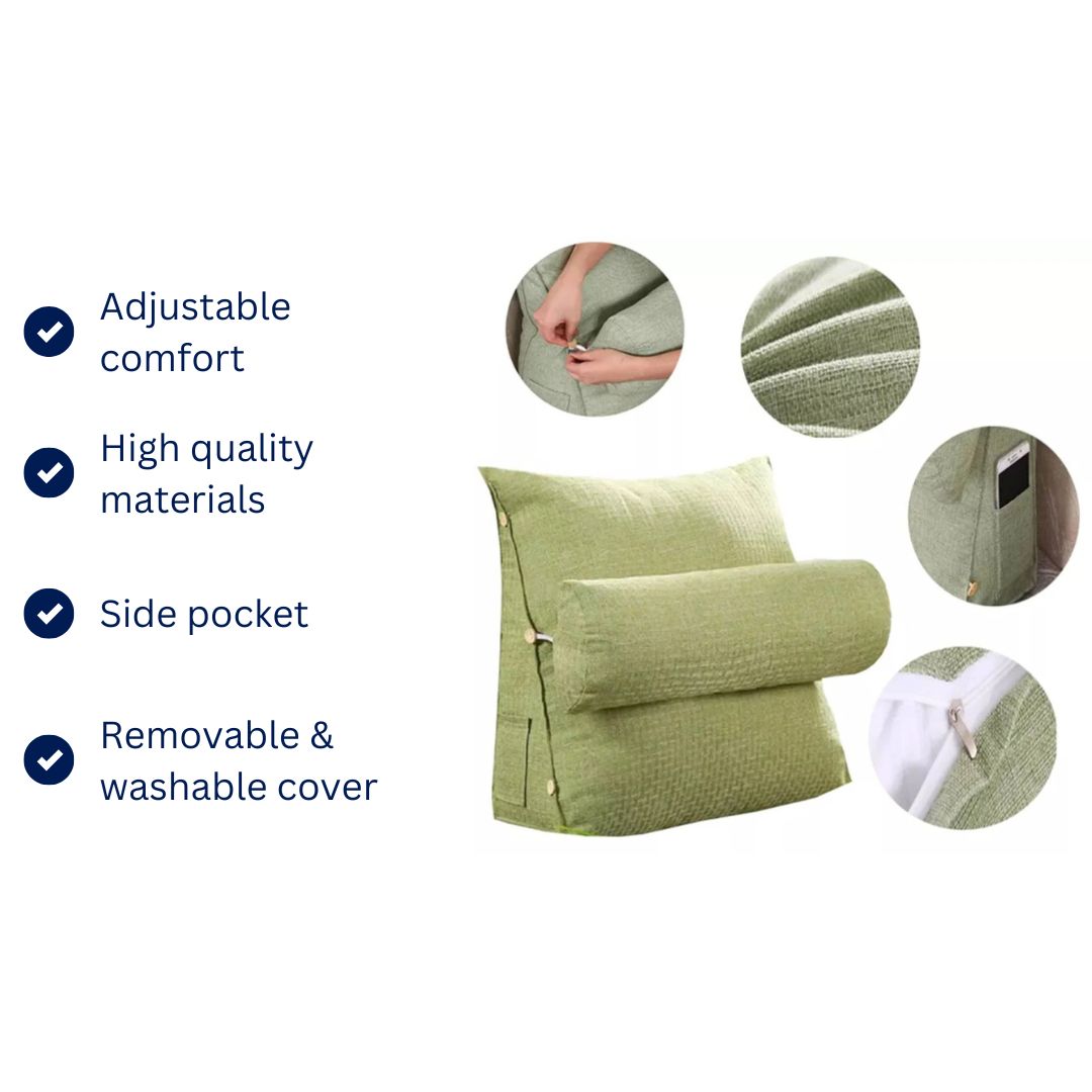 LoungeEase | Backrest Pillow for Reading and TV - Lumbar Support Adjustable Bed Pillow - Comfort Posture - Versatile Use Pillow Bowlift