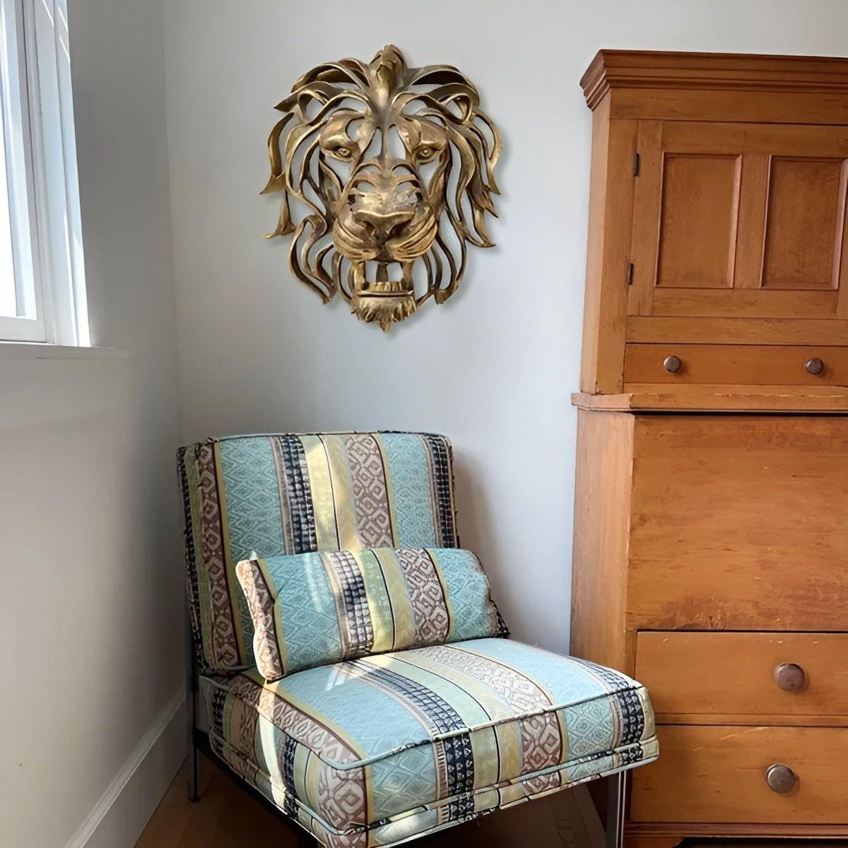 Exquisite gilded lion head wall sculpture Karnz