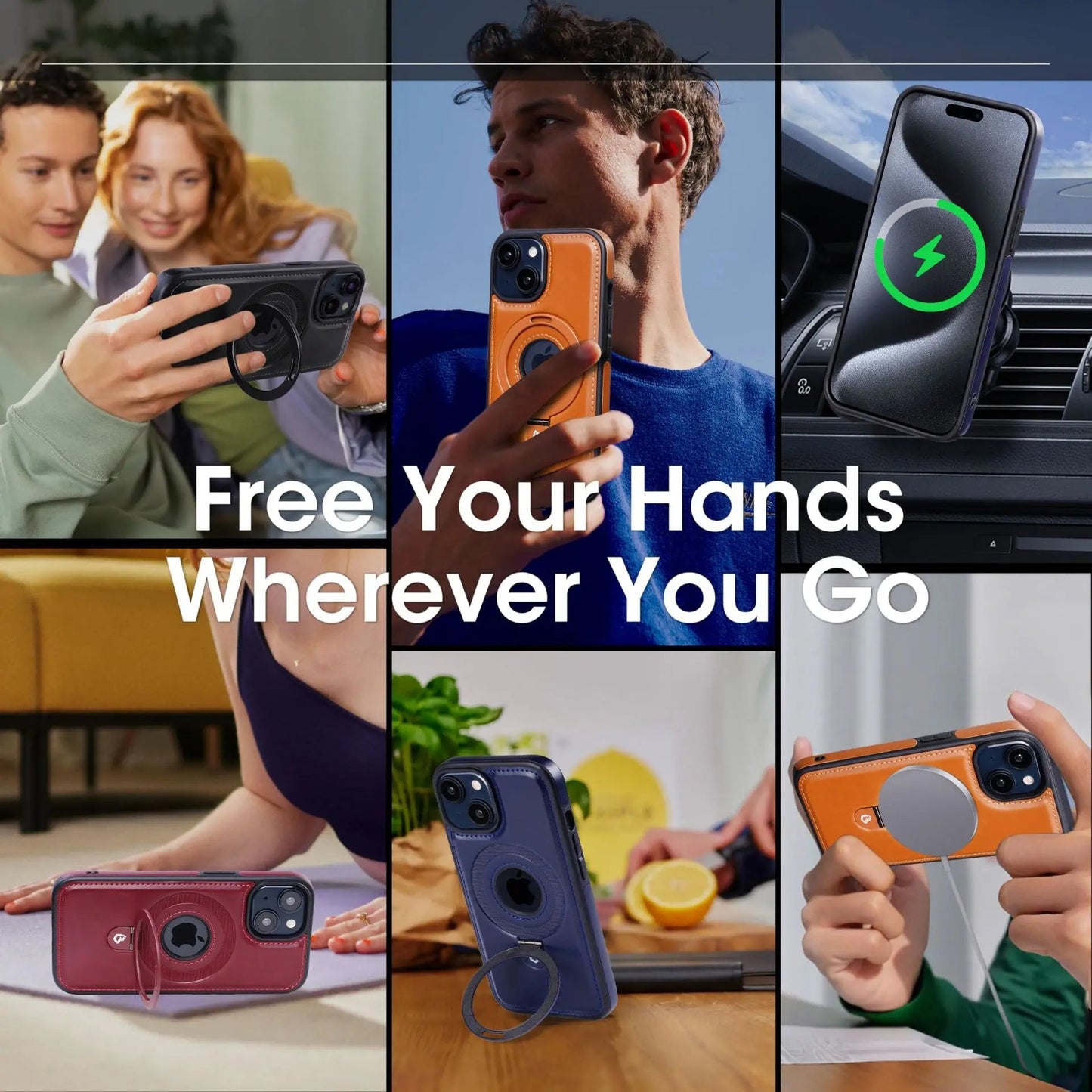 Magnetic iPhone case with invisible ring stand