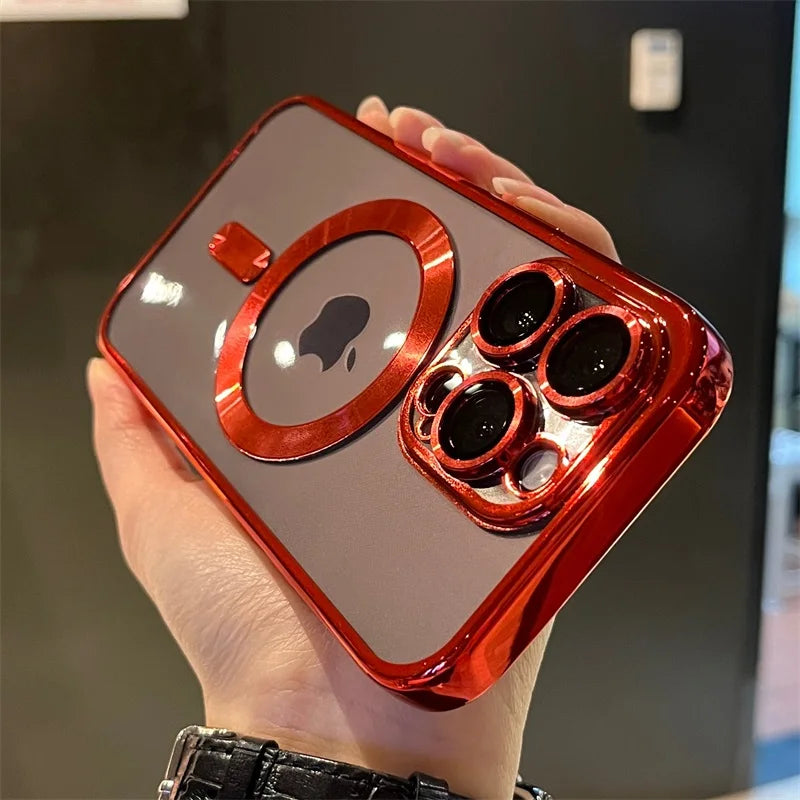 Platinum-plated clear soft magnetic case for iPhone