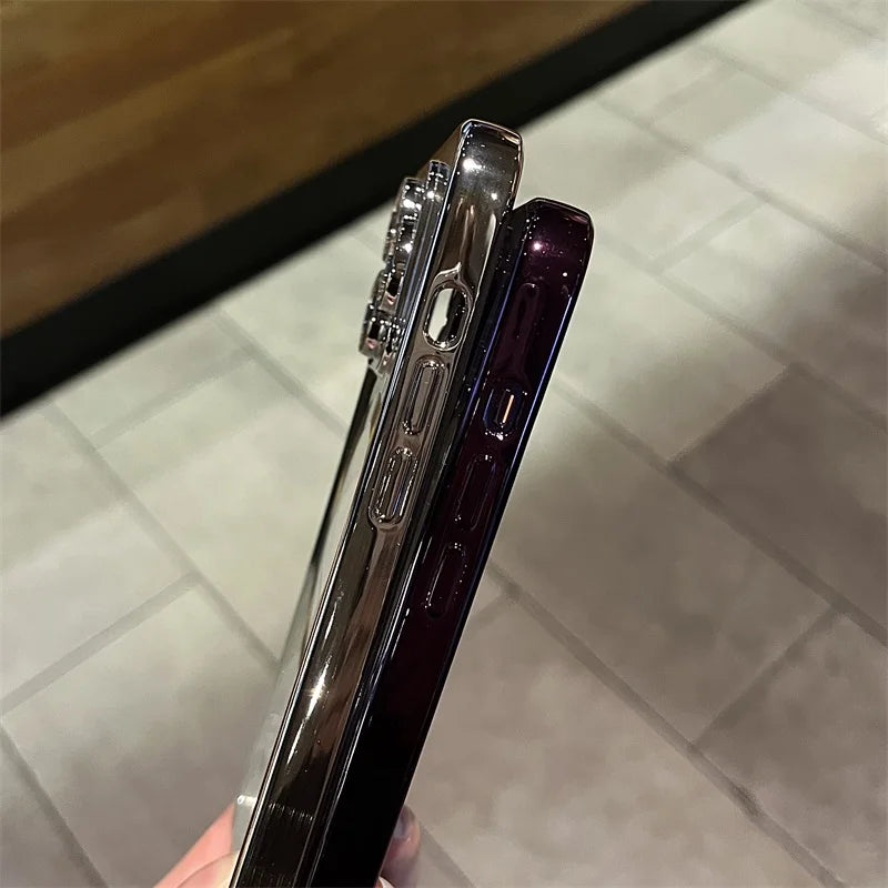 Platinum-plated clear soft magnetic case for iPhone