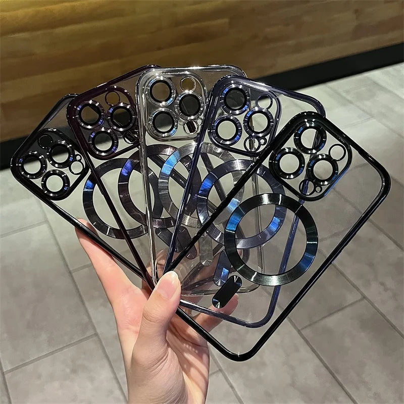 Skanto | Plating Clear Soft Magnetic Case for iPhone