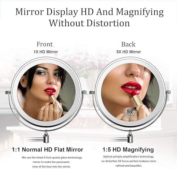 Skanto | LED Magnifying Mirror with Adjustable Light and Rechargeable Battery