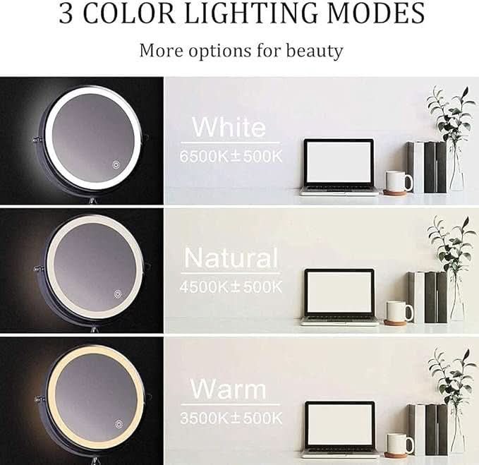 Skanto | LED Magnifying Mirror with Adjustable Light and Rechargeable Battery