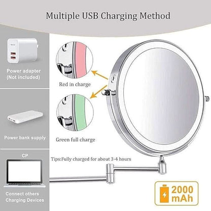 Skanto | LED Magnifying Mirror with Adjustable Light and Rechargeable Battery