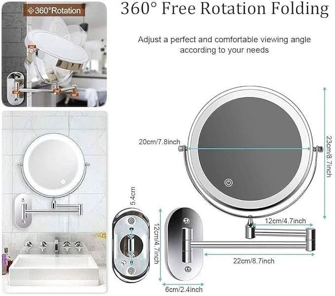 Skanto | LED Magnifying Mirror with Adjustable Light and Rechargeable Battery