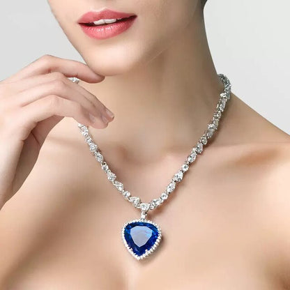 Seductive Blue Crystal Heart Necklace | Timeless Elegance and Style Bowlift