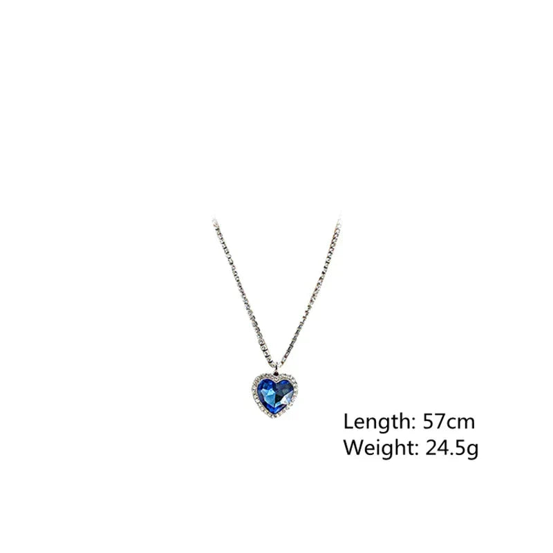 Seductive Blue Crystal Heart Necklace | Timeless Elegance and Style Bowlift