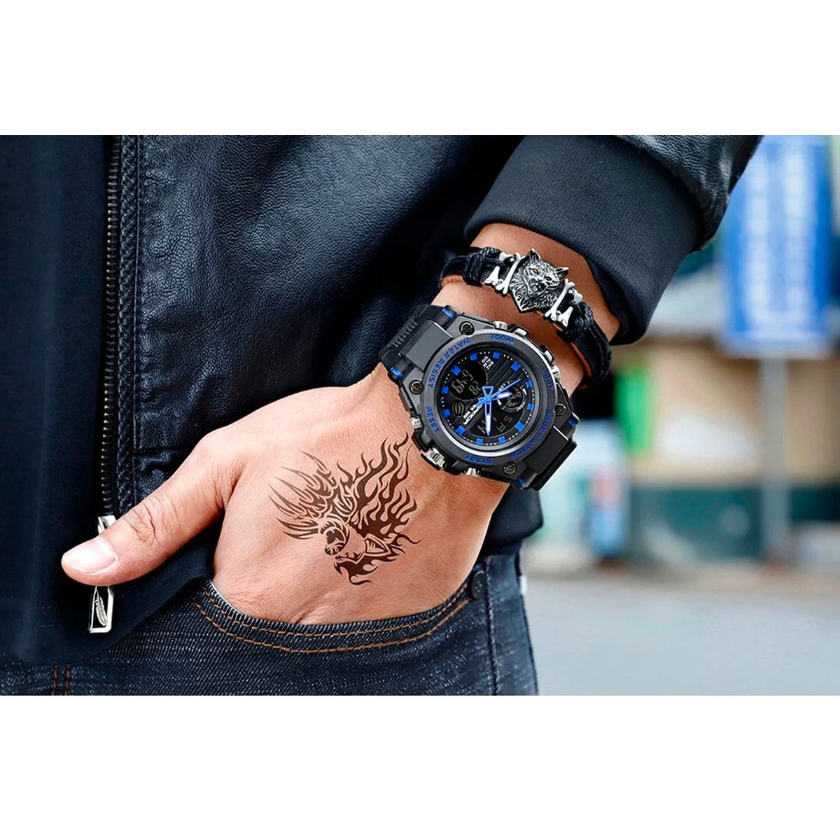 Skanto | TitanGuard Military Men's Watch – Robust Multifunctional Analog & Digital Watch