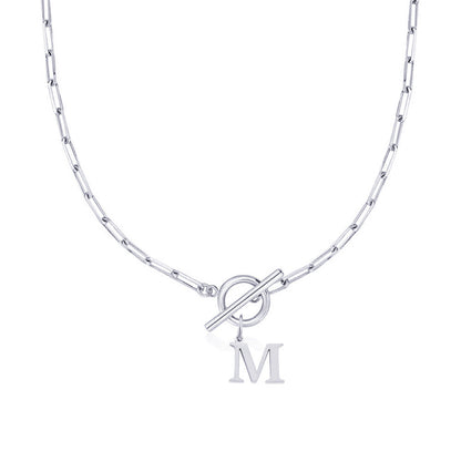 Karnz | Paperclip Initial Letter Circle Lock Necklace