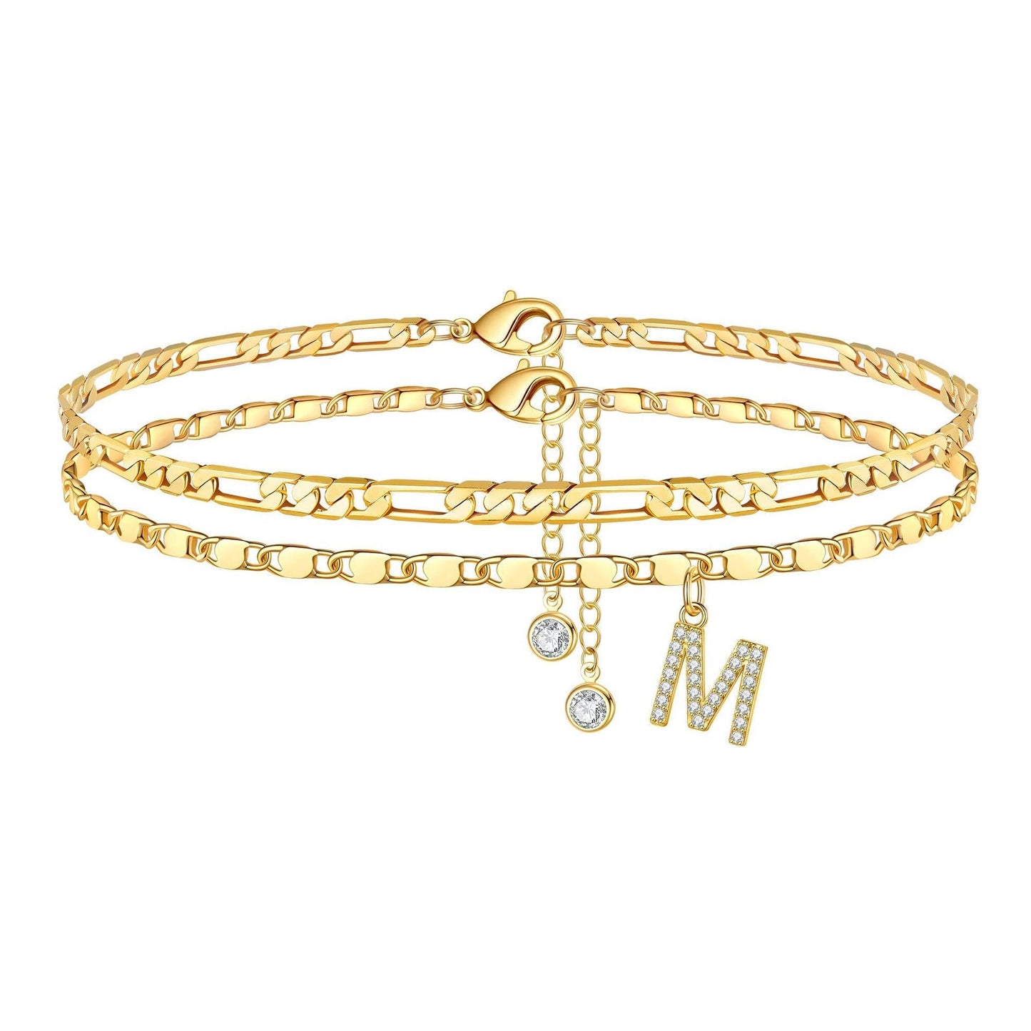 BowLift | 2pc 14k Diamond Letter Initial Anklet