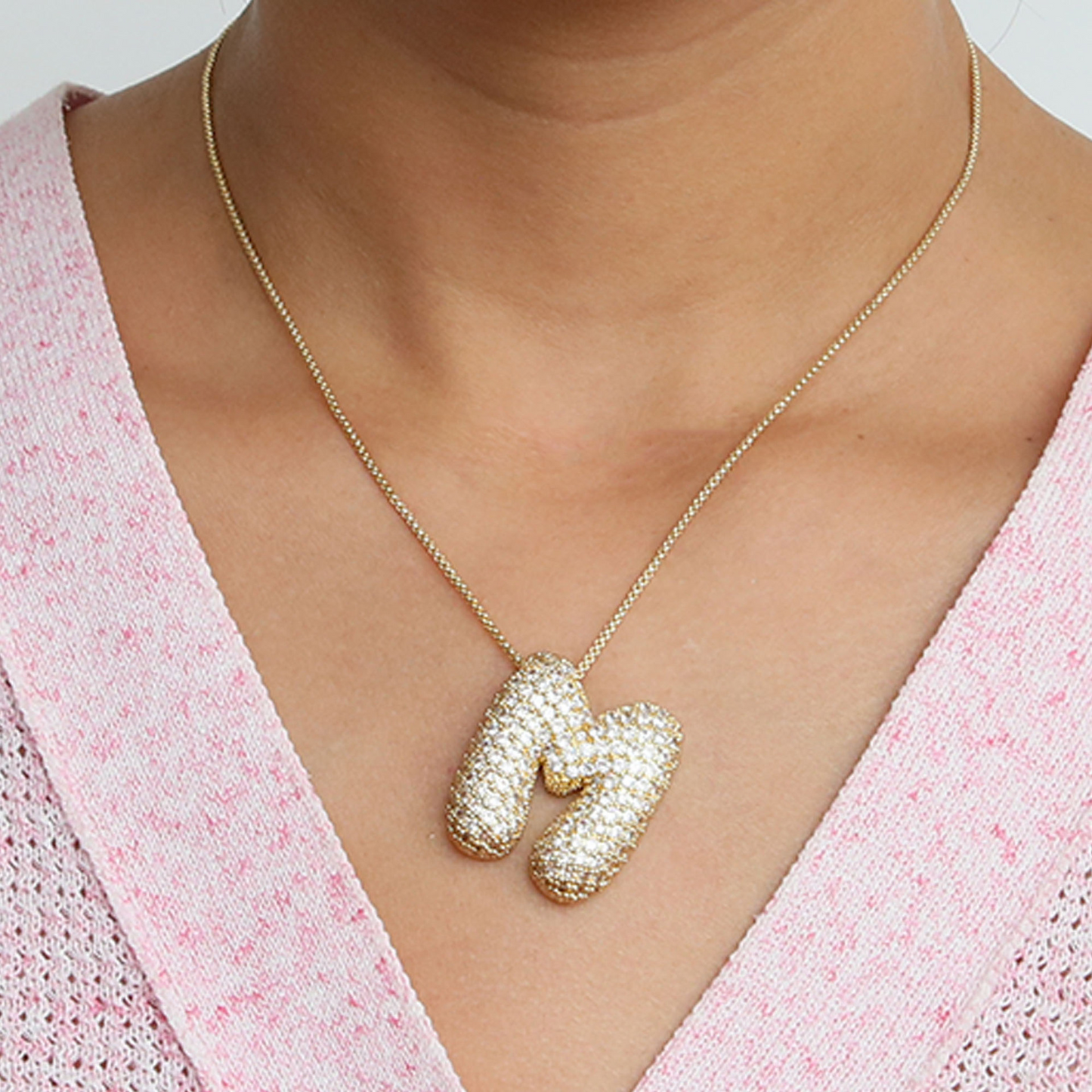 BowLift | Chunky Bubble Diamond Dazzle Initial Necklaces