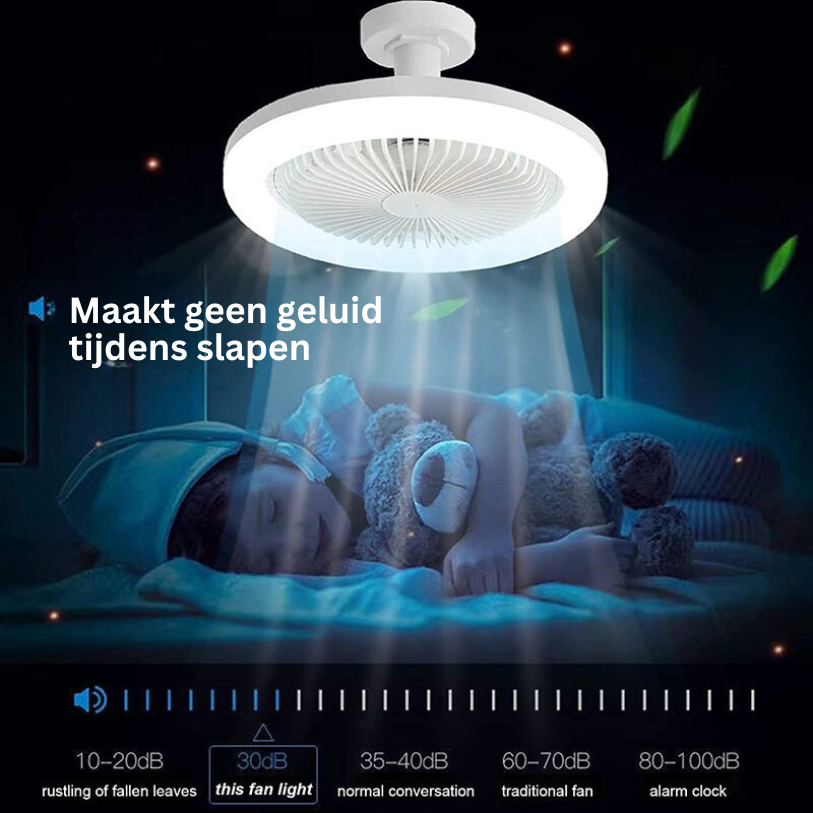 Energy-efficient ceiling fan with LED light and remote control | Suitable for any light socket | Karnz