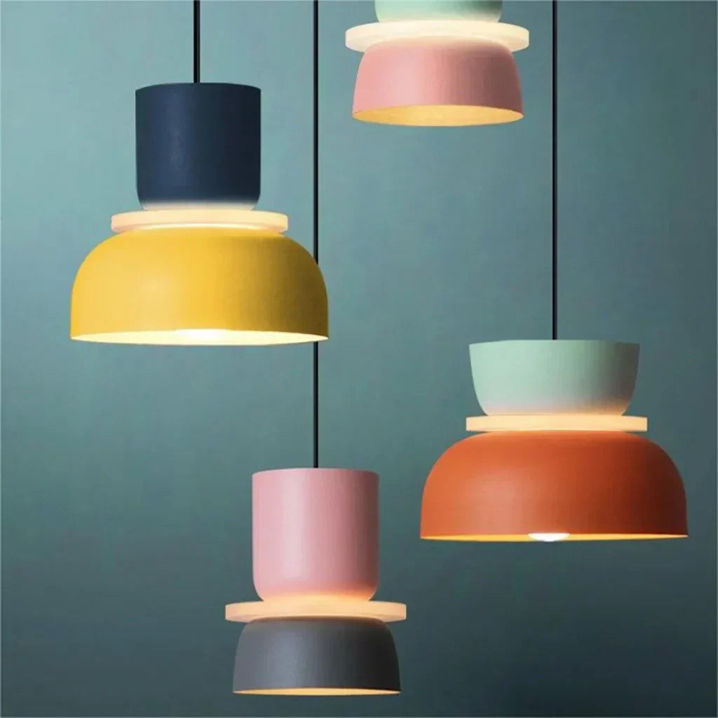 BowLift | Nordic Color Block Pendant Light Fixture - Modern Hanging Lamp for Kitchen & Dining Room