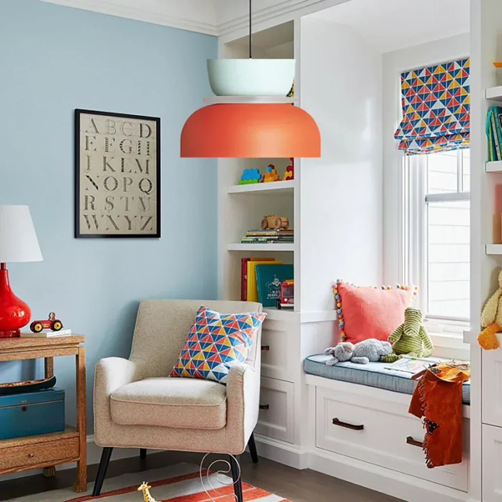 BowLift | Nordic Color Block Pendant Light Fixture - Modern Hanging Lamp for Kitchen & Dining Room