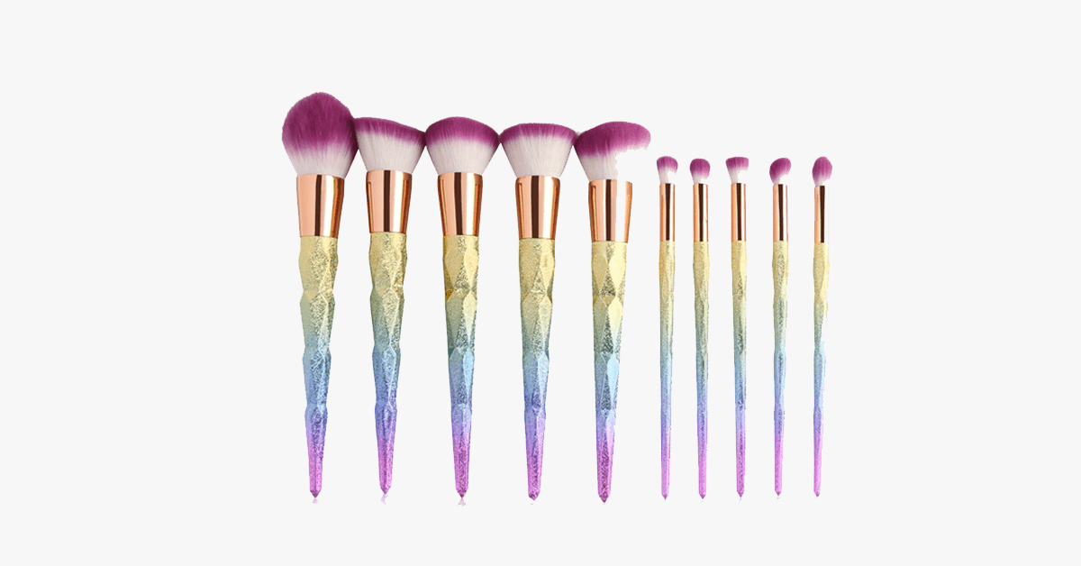 Skanto | Rainbow Makeup 10-Piece Brush Set - Add a little rainbow sparkle to your makeup collection
