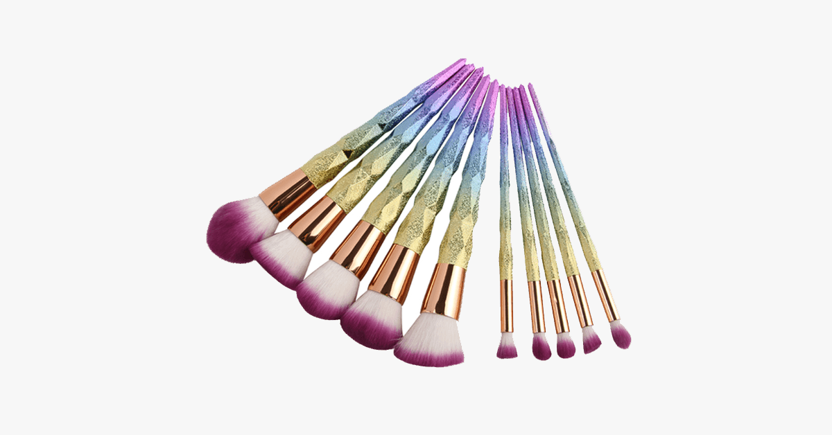 Skanto | Rainbow Makeup 10-Piece Brush Set - Add a little rainbow sparkle to your makeup collection