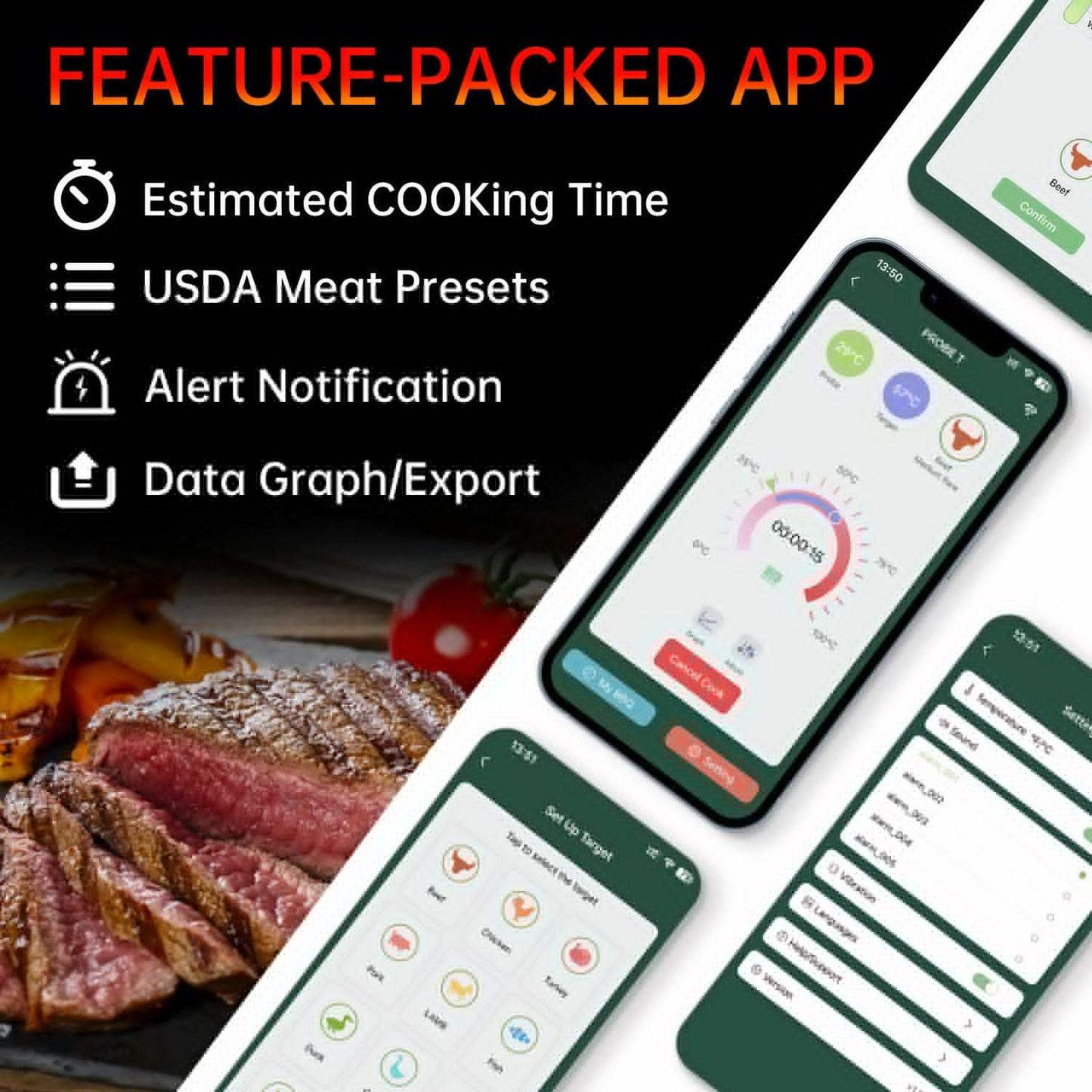 Skanto Skanto | MeatIQ Digital Meat Thermometer with Wireless Probe – Perfect for Precise Cooking Temperatures Every Time