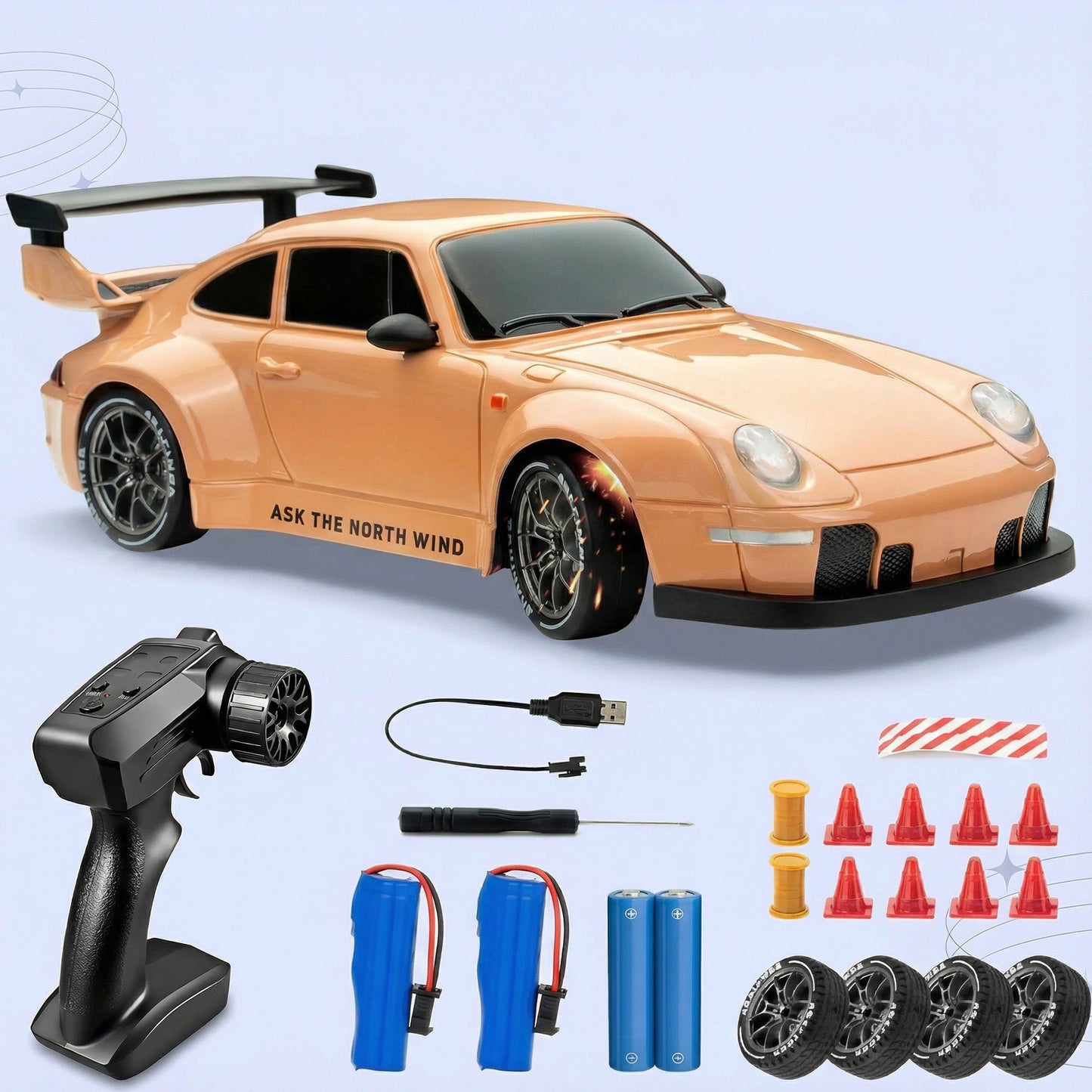 RC Drift Car – LED Lights, High-Speed 4WD & Drift Tires Bowlift