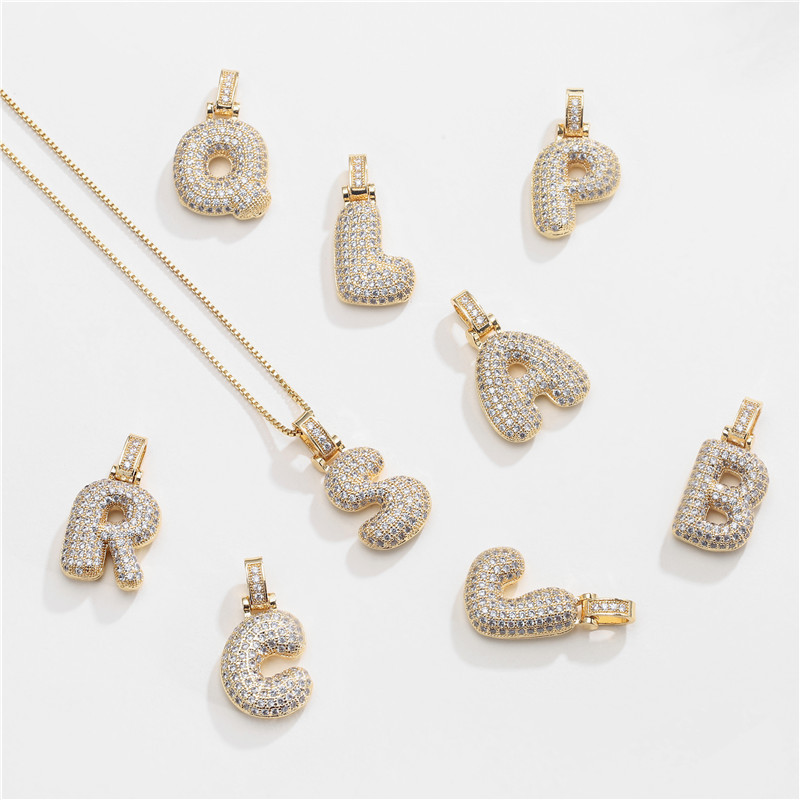 Skanto | 14k Diamond Dazzle Bubble Initial Necklace
