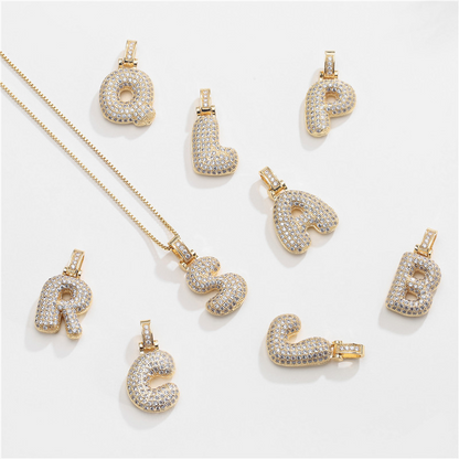 Skanto | 14k Diamond Dazzle Bubble Initial Necklace