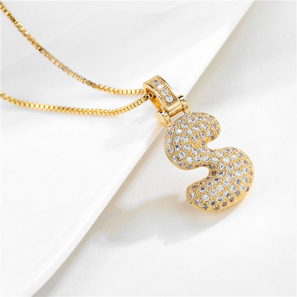 Skanto | 14k Diamond Dazzle Bubble Initial Necklace
