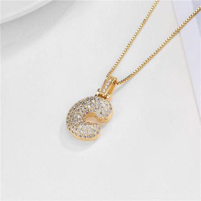Skanto | 14k Diamond Dazzle Bubble Initial Necklace