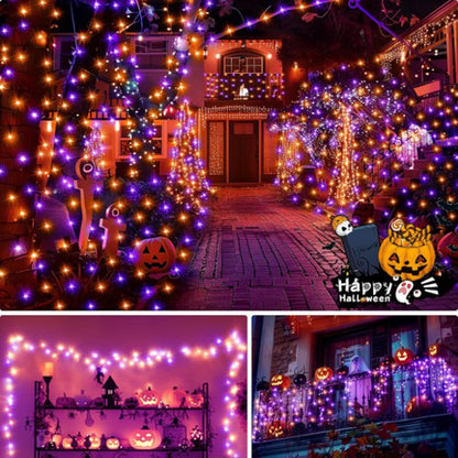 Skanto | Halloween LED String Lights – Purple and Orange Lanterns for Outdoor Patio, Garden, Street, Home, Christmas, and Party Decoration