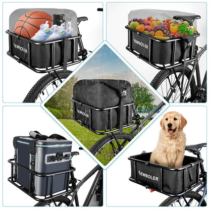 Skanto | Heavy-Duty Rear Bike Basket with Rack – Large Metal Bicycle Carrier for Groceries, Commuting & E-Bikes
