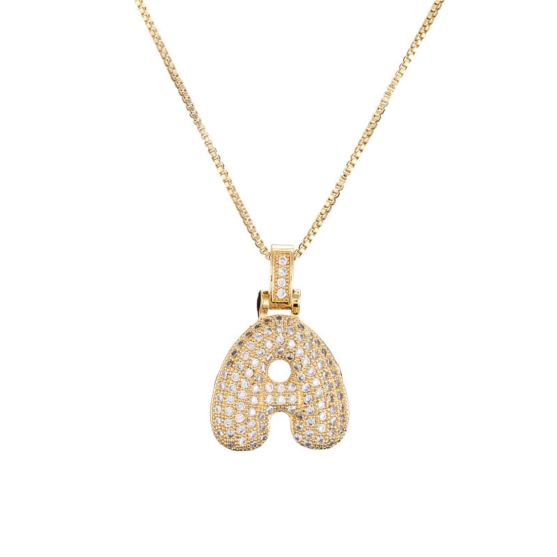 Skanto | 14k Diamond Dazzle Bubble Initial Necklace