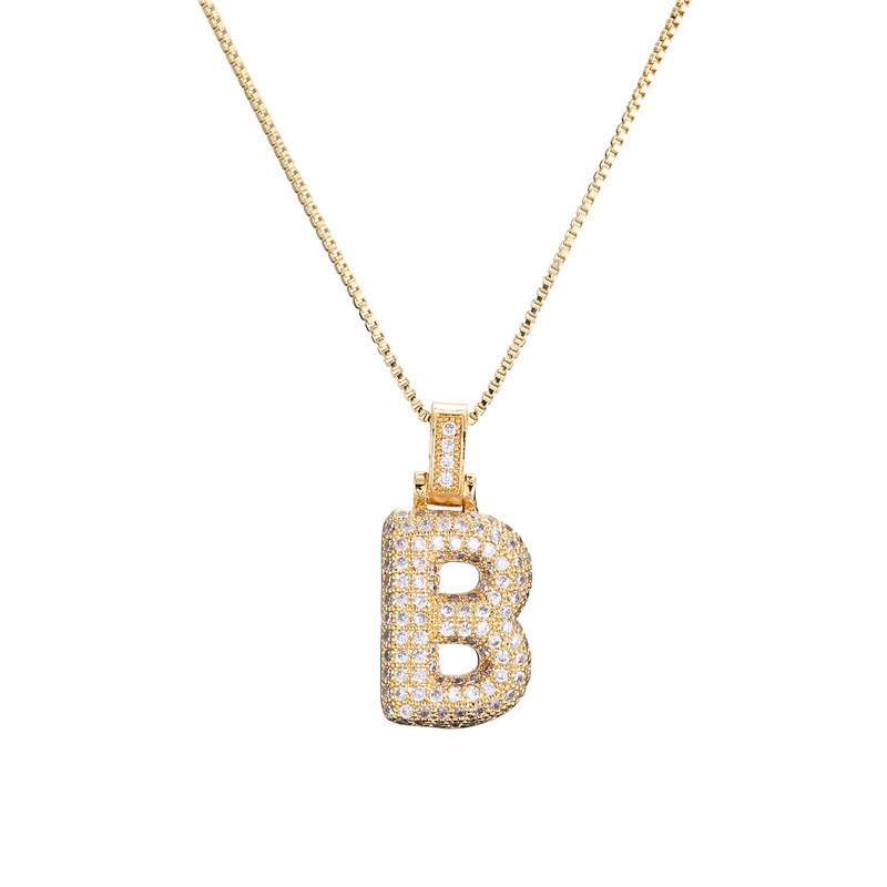 Skanto | 14k Diamond Dazzle Bubble Initial Necklace