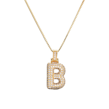 Skanto | 14k Diamond Dazzle Bubble Initial Necklace