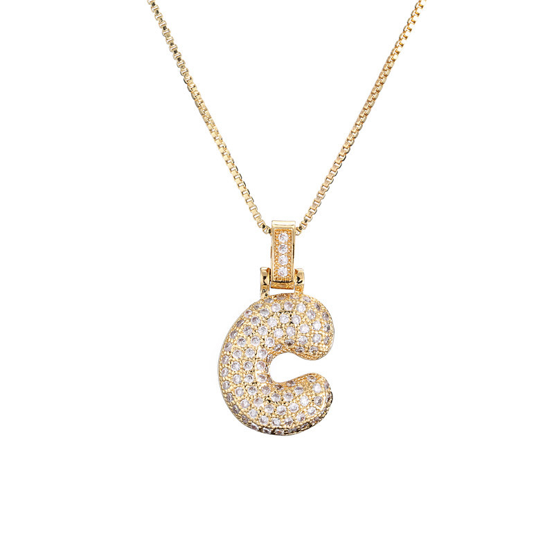 Skanto | 14k Diamond Dazzle Bubble Initial Necklace