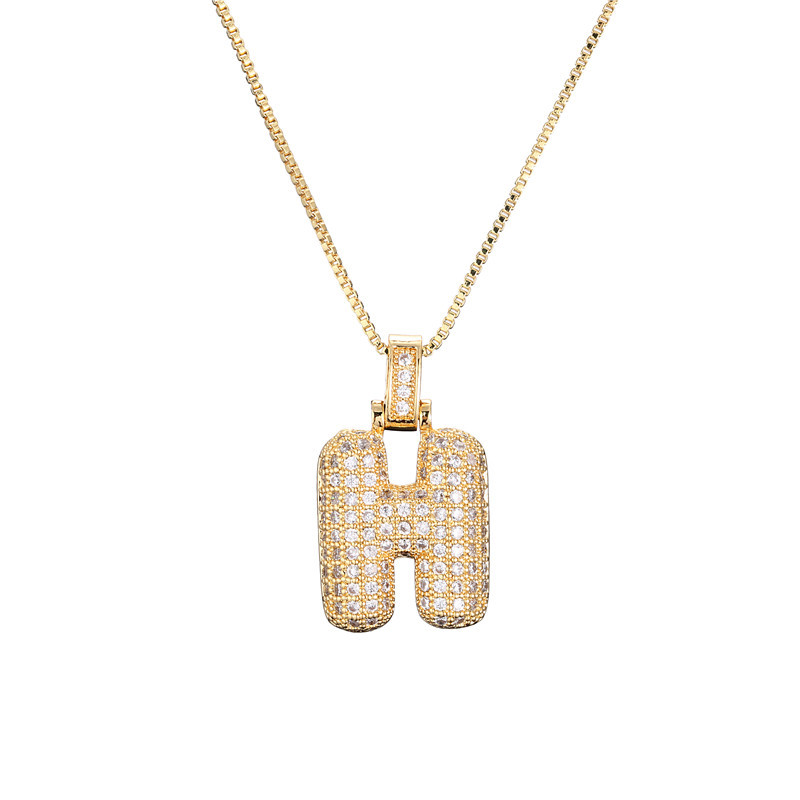 Skanto | 14k Diamond Dazzle Bubble Initial Necklace