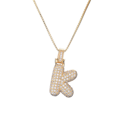 Skanto | 14k Diamond Dazzle Bubble Initial Necklace