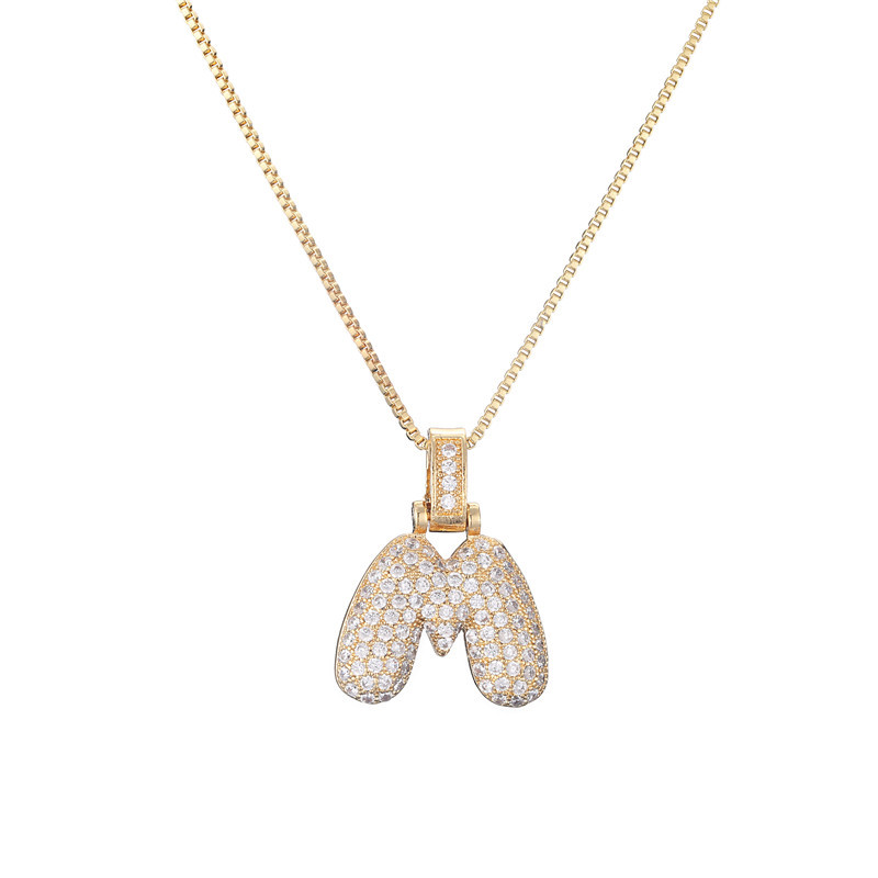 Skanto | 14k Diamond Dazzle Bubble Initial Necklace